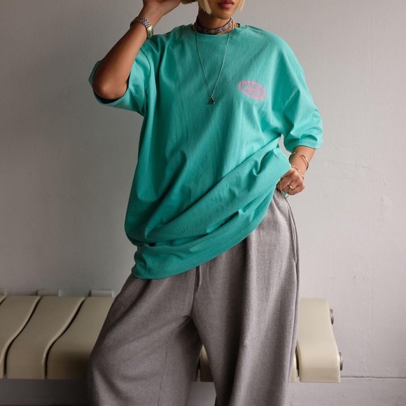 Green t-shirt women tee oversized cotton t-shirt top for women - Picture 5 of 5